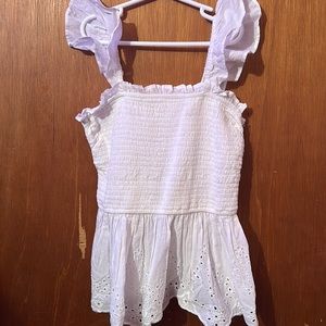 White ruffle tank top